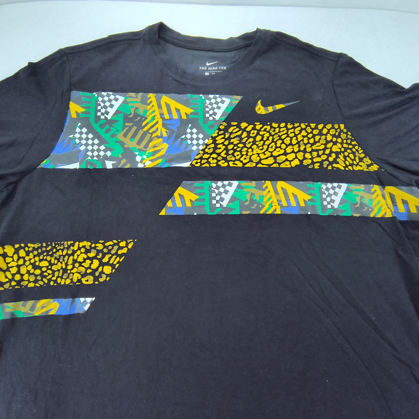 Nike Tee Casual Graphic Crew Neck Short Sleeve Shirt Mens Size 2xl Black Yellow